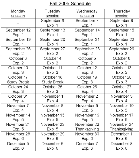 Fall Schedule
